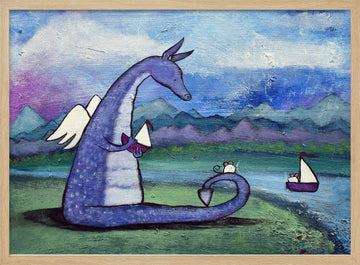 Whimsical Dragon And Friends | Poster - Wood Frame Interior
