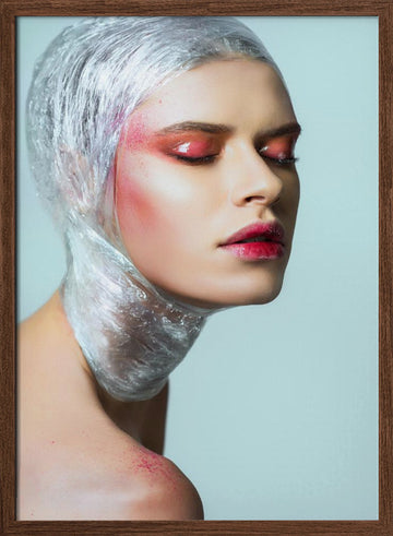 Pink Wrapped Beauty | Poster - Walnut Frame Interior