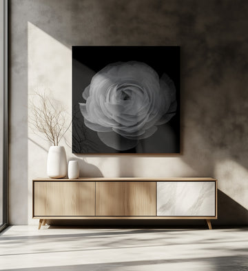 Grayscale Floral Elegance | Canvas - Room Interior 2
