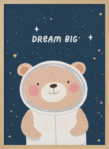 Space Explorer Bear | Poster - Wood Frame Interior