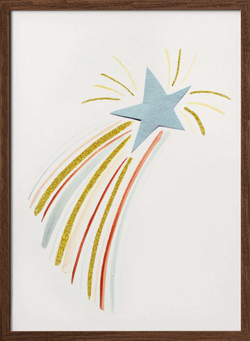 Glittering Shooting Star | Poster - Walnut Frame Interior