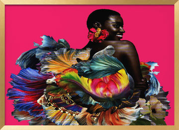 Vibrant Floral Woman | Poster - Gold Frame Interior
