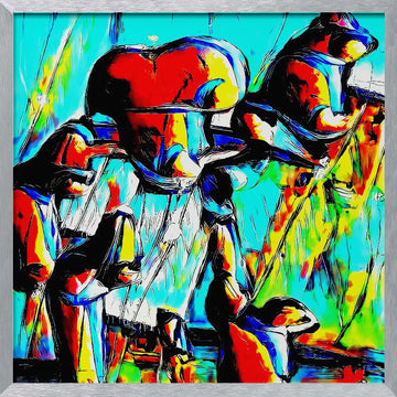 Colorful Abstract Bears | Poster - Silver Frame Interior