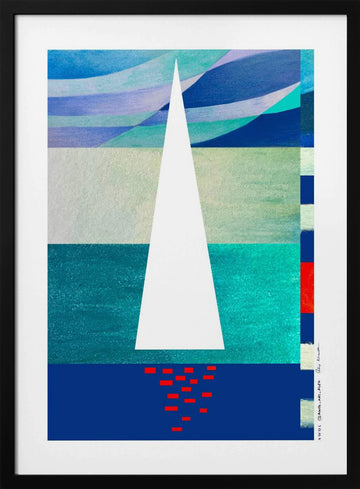 Minimalist Ocean Sail | Poster - Black Metal Frame Interior