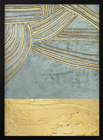 Textured Gold Waves | Poster - Black Metal Frame Interior