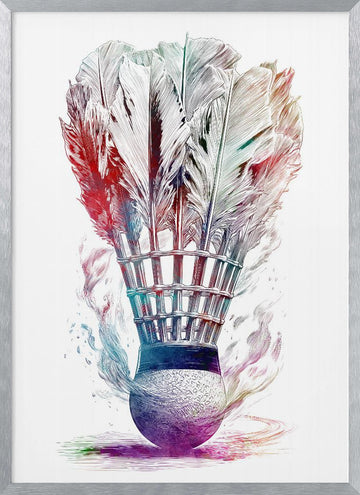 Colorful Badminton Shuttlecock | Poster - Silver Frame Interior