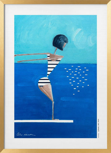 Summer Pool Diver | Poster - Gold Frame Interior