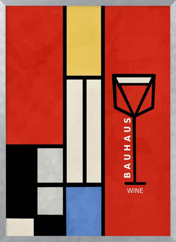 Modern Geometric Wine | Poster - Silver Frame Interior