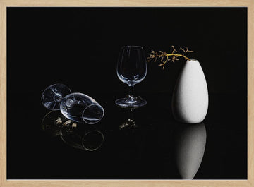 Elegant Glassware Still Life | Poster - Wood Frame Interior