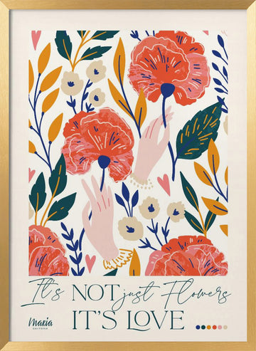 Poppies and Loving Hands | Poster - Gold Frame Interior