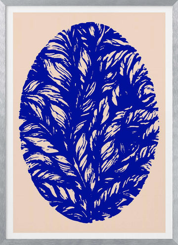 Blue Botanical Oval | Poster - Silver Frame Interior