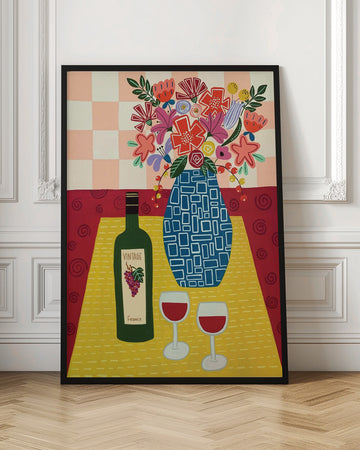 Vibrant Wine and Flowers | Poster - Room Interior 1