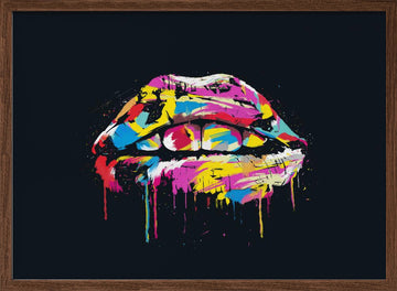 Colorful Lip Splash | Poster - Walnut Frame Interior