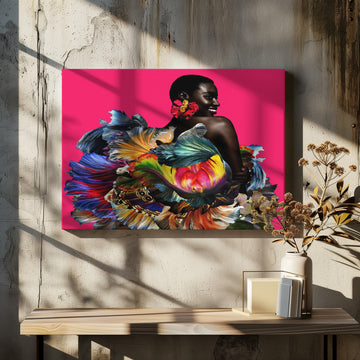 Vibrant Floral Woman | Canvas - Room Interior 2