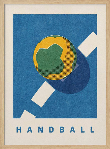 Retro Handball Action | Poster - Wood Frame Interior