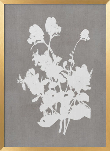White Floral Silhouette | Poster - Gold Frame Interior