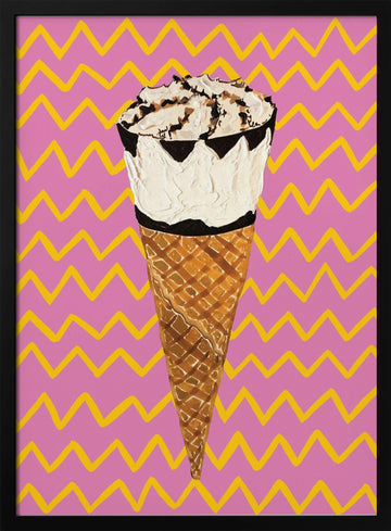 Pop Art Ice Cream Cone | Poster - Black Metal Frame Interior