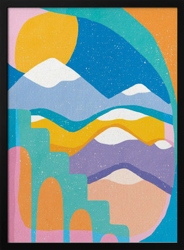 Sunny Abstract Landscape | Poster - Black Metal Frame Interior