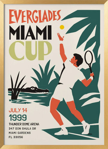 Miami Everglades Tennis | Poster - Gold Frame Interior