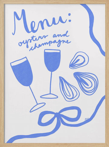 Oysters and Champagne | Poster - Wood Frame Interior