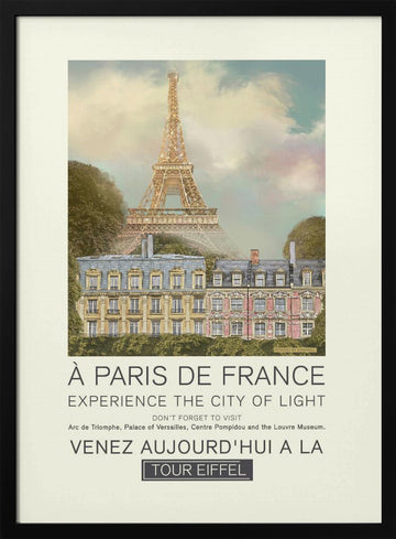 Dreamy Paris City View | Poster - Black Metal Frame Interior