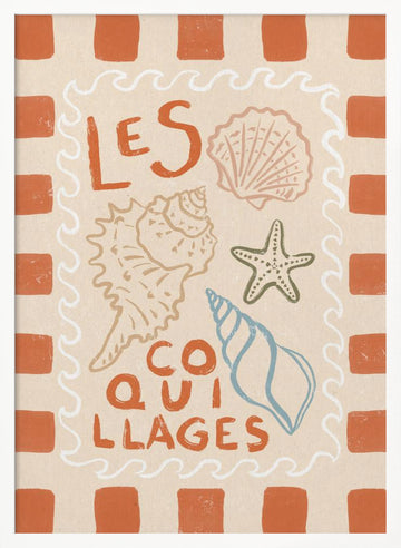 Rustic French Seashells | Poster - White Frame Interior