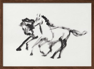 Dynamic Running Horses | Poster - Walnut Frame Interior