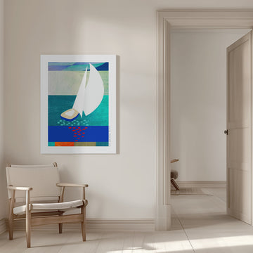 Modern Sailboat Serenity | Canvas - Room Interior 1