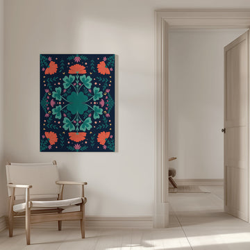 Vibrant Clover Floral Pattern | Canvas - Room Interior 1