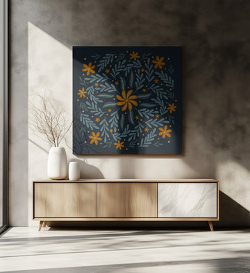 Dark Botanical Bloom | Canvas - Room Interior 2