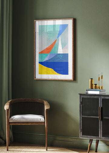 Geometric Ocean Sailboat | Poster - Room Interior 2