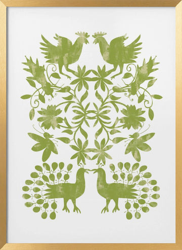 Green Botanical Symmetry | Poster - Gold Frame Interior