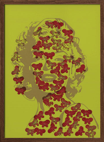 Marilyn Monroe Butterflies | Poster - Walnut Frame Interior
