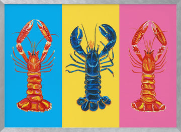 Colorful Pop Lobsters | Poster - Silver Frame Interior