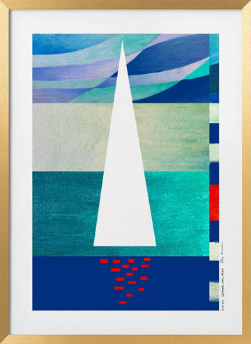 Minimalist Ocean Sail | Poster - Gold Frame Interior