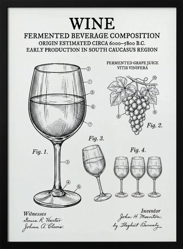 Wine Patent Diagram | Poster - Black Metal Frame Interior