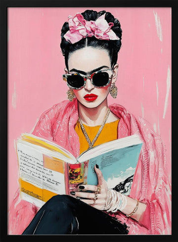 Fashionable Book Lover | Poster - Black Metal Frame Interior