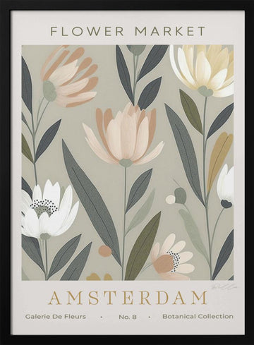 Soft Pastel Florals | Poster - Black Metal Frame Interior