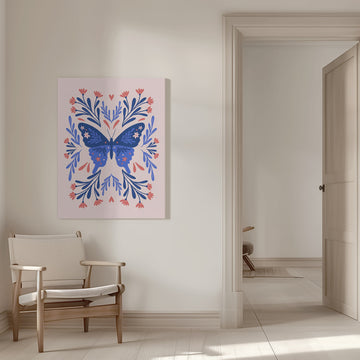 Symmetrical Floral Butterfly | Canvas - Room Interior 1
