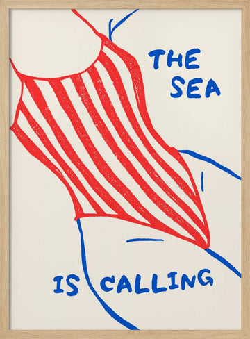 The Sea Is Calling | Poster - Wood Frame Interior