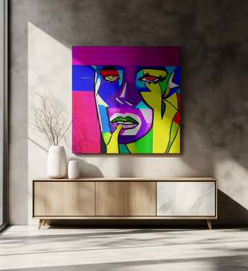 Vibrant Cubist Portrait | Canvas - Room Interior 2