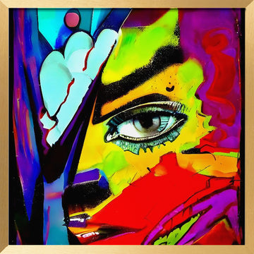 Vibrant Abstract Face | Poster - Gold Frame Interior