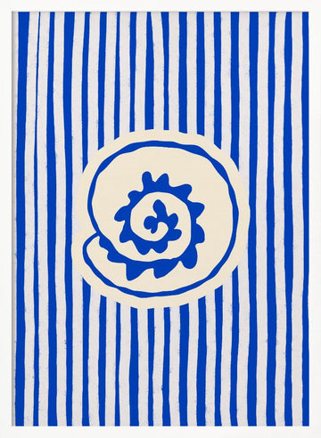 Blue Striped Shell | Poster - White Frame Interior