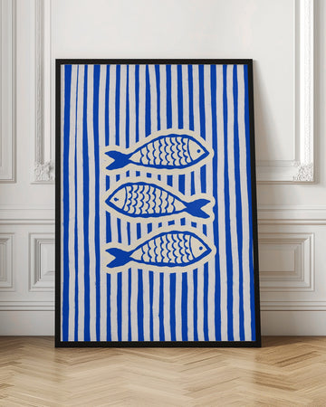 Three Blue Fish | Poster - Room Interior 1