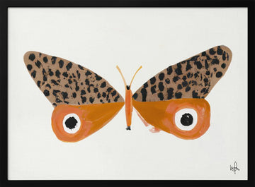 Orange Leopard Butterfly | Poster - Black Metal Frame Interior
