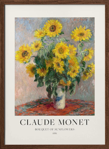 Bouquet Of Sunflowers | Poster - Walnut Frame Interior
