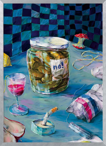 Messy Kitchen Table Still Life | Poster - Silver Frame Interior