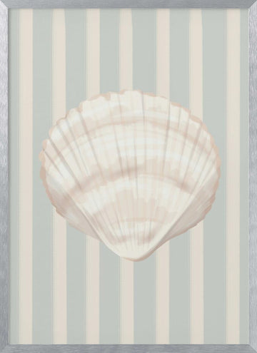 Coastal Seashell Stripes | Poster - Silver Frame Interior