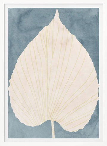 Soft Blue Fan Leaf | Poster - White Frame Interior