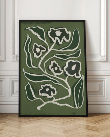 Modern Green Flowers | Poster - Room Interior 1